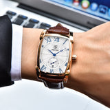 Business Men Watch Men Waterproof Leather Rectangle Quartz Wristwatch Male Clock Relogio Masculino BENYAR Brand