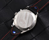 Newest 43mm Parnis Brand Quartz Watch Men Three Small Dial Chronograph Week Calendar Leather Quartz Pilot Military Men's Watches