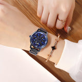 2019 Top Brand Women Watch Women Stainless Steel Wristwatches Lady Shining Rotation Dress Watches Rhinestone Clock montre femme