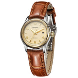Parnis Royal Seriers Luminous Lady Women Leather Watchband  Fashion Automatic Mechanical Watch Wristwatch