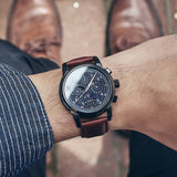 Mechanical Watch Men Water Resistant Vintage Leather Strap Moon Phase Date Week Month Top Zegarki Meskie marque de luxe karneval