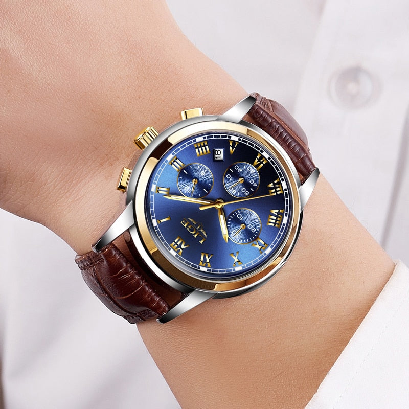 2019 LIGE Mens Watches Top Brand Luxury Men's Sport's Watch For Men Casual Leather Waterproof Watch Quarzt Clock Erkek Kol Saati