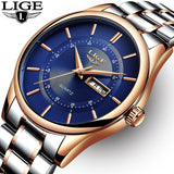 LIGE Men Watch 30m Waterproof Mens Watches Top Brand Luxury Steel Watch Chronograph Male Clock Casual sport relojes hombre
