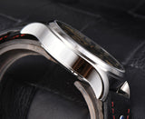 Newest 43mm Parnis Brand Quartz Watch Men Three Small Dial Chronograph Week Calendar Leather Quartz Pilot Military Men's Watches