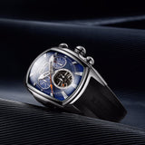 Reef  Tiger/RT Designer Sport Watches Tourbillon Blue Dial Analog Display Watches Rubber Strap Luminous Watch for Men RGA3069