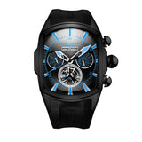 Reef  Tiger/RT Designer Sport Watches Tourbillon Blue Dial Analog Display Watches Rubber Strap Luminous Watch for Men RGA3069
