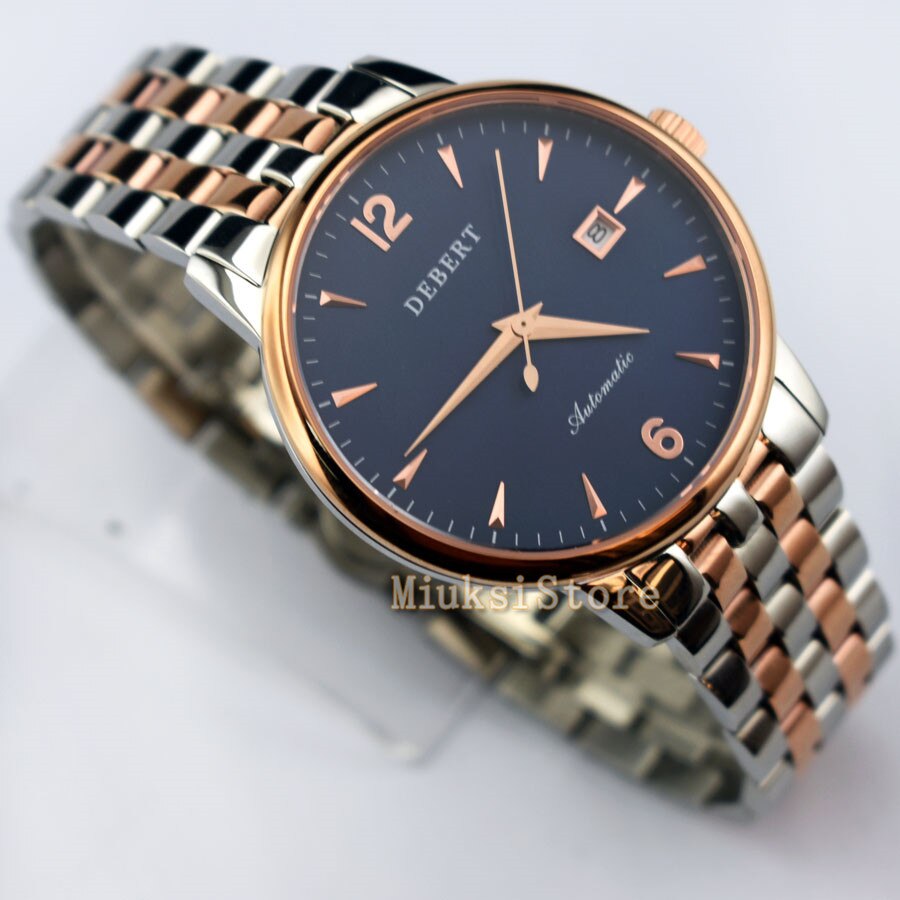 40mm GMT blue Automatic men watches date schwarz Zifferblatt Saphirglas Luminous sapphire glass PVD De luxe En Acier Plein Noir