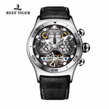 Reef Tiger/RT Luminous Sport Watches For Men Steel Tourbillon Watch Year Month Calendar Automatic Watch Relogio Masculino RGA703