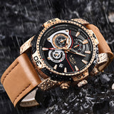 2019 LIGE Mens Watches Top Brand Luxury Casual Leather Quartz Clock Male Sport Waterproof Watch Gold Watch Men Relogio Masculino