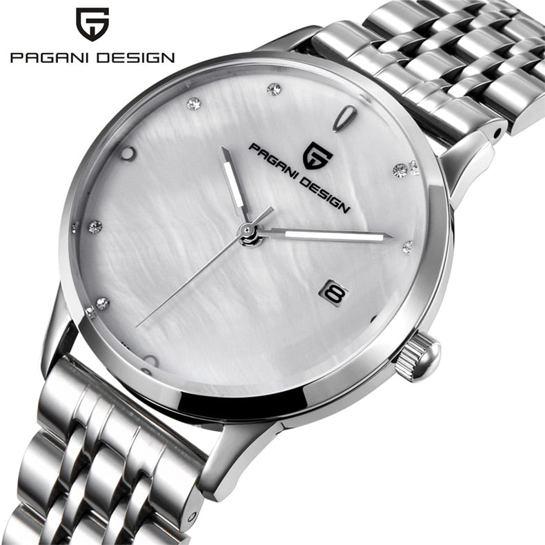 PAGANI DESIGN Brand Lady Fashion Stainless Steel Quartz Watch Women Waterproof shell dial Luxury Dress Watches Relogio Feminino
