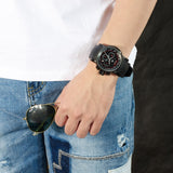 Reef Tiger/RT Outdoor Sport Quartz Watch with Chronograph Date Black Steel Rubber Strap Watches For Men RGA3063