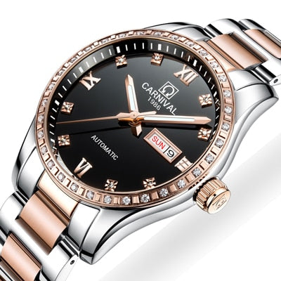 Carnival watch men's mechanical watch automatic movement date stainless steel watch clock