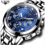 New Watches Men Luxury Brand LIGE Chronograph Men Sports Watches Waterproof Full Steel Quartz Men's Watch Relogio Masculino 2017