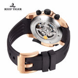 Reef Tiger/RT Mens Sport Watches Rubber Strap Complicated Dial Rose Gold Automatic Military Watches RGA3503