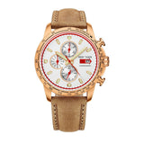 Reef Tiger/RT Sport Watch for Men Chronograph Quartz Watch With And Super Luminous Watch Italian Calfskin Leather Band RGA3029