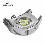 Reef  Tiger/RT Designer Sport Watches Tourbillon Blue Dial Analog Display Watches Rubber Strap Luminous Watch for Men RGA3069