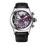 Reef Tiger/RT Mens Sport Watches Brown Leather Strap Skeleton Quartz Watches Chronograph Stop Watches RGA792