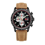 Reef Tiger/RT Sport Watch for Men Chronograph Quartz Watch With And Super Luminous Watch Italian Calfskin Leather Band RGA3029