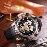 Reef Tiger/RT Mens Sport Watches Rubber Strap Complicated Dial Rose Gold Automatic Military Watches RGA3503