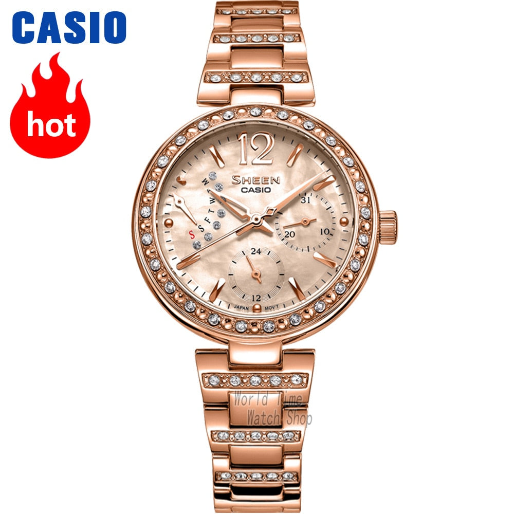Casio watch Swarovski Crystal women watches top brand luxury set ladies watch women 50mWaterproof Quartz Sport clock reloj mujer