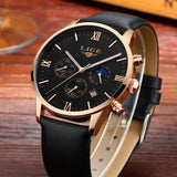 2017 LIGE Mens Watches Fashion Casual Sport Quartz Watch Men Chronograp Clock Man Leather Business Wrist watch Relogio Masculino