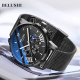 BELUSHI NEW Quartz Watch Men Casual Watches Men's Clock Male Sports Wristwatch Men Watches Stainless Steel hodinky ceasuri saat