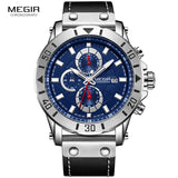 MEGIR Top Brand Luxury Fashion Leather Strap Quartz Men Watches Casual Date Business Male Sport Wristwatches Clock Chronograph