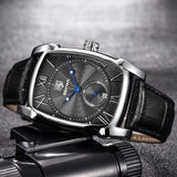 Business Men Watch Men Waterproof Leather Rectangle Quartz Wristwatch Male Clock Relogio Masculino BENYAR Brand