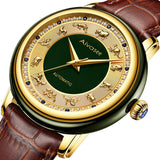 Fashion Zodiac Scale Dial Cyan Jade Men's Watch Sapphire Diamond inlay Clock Couple Automatic Mechanical Wrist Watches Ladies