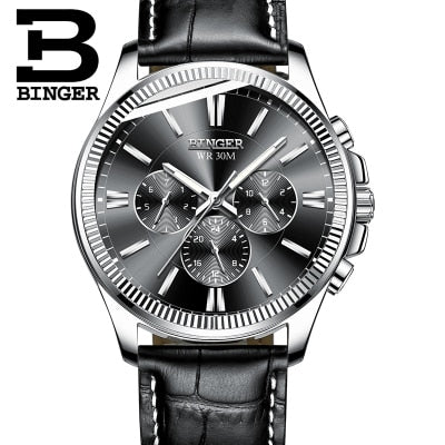 2019 Genuine Luxury BINGER Brand Men watch Self-wind waterproof full steel automatic mechanical male week month display fashion