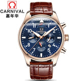 Carnival Brand Luxury Men Watches Japan MIYOTA Automatic Mechanical Man Watch He Gas 150M Waterproof Multifunction Clock C8675-4