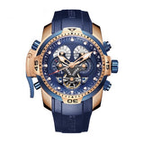 Reef Tiger Aurora Serier RGA3503 Men Sport Military Multifunction Dial Automatic Mechanical Wrist Watch - Rubber Watchband