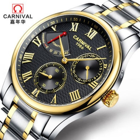 Carnival Energy display Switzerland Top Brand mechanical Watches Men military Luxury full steel Waterproof men Watch clock reloj