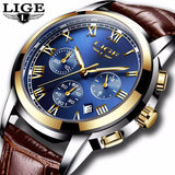 2019 LIGE Mens Watches Top Brand Luxury Men's Sport's Watch For Men Casual Leather Waterproof Watch Quarzt Clock Erkek Kol Saati