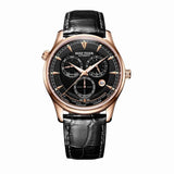 Reef Tiger/RT Mens Automatic World Time Watches with Date Day Month Rose Gold Leather Strap Watch Double Time Watch RGA1951