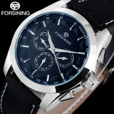 FORSINING Mens Luxury Automatich Mechanical Watches Men Black Leather Band 24H Date Week Month Calendar Clock Relogio Masculino