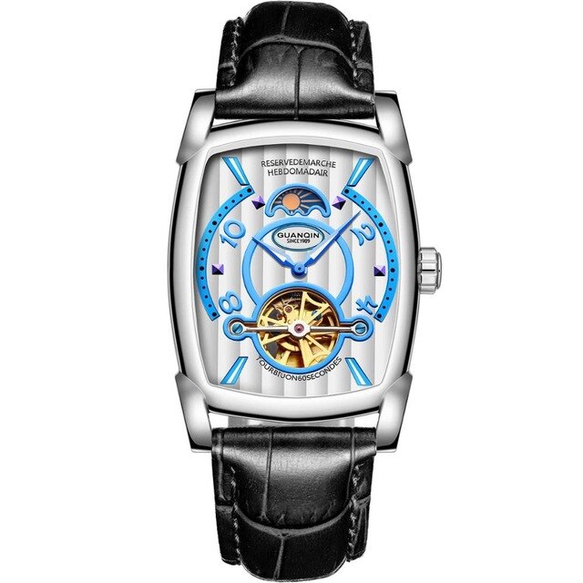 GUANQIN Mechanical Watches Luxury Watch Men Tourbillon Automatic Square Skeleton Watch 2018 Male Clock Relogios dropshipping