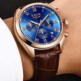 LIGE Mens Watches Top Brand Luxury Chronograph Men Watch Leather Waterproof Sports Watch Male Military Clock Relogio Masculino