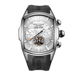 Reef  Tiger/RT Designer Sport Watches Tourbillon Blue Dial Analog Display Watches Rubber Strap Luminous Watch for Men RGA3069