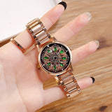 2019 Top Brand Women Watch Women Stainless Steel Wristwatches Lady Shining Rotation Dress Watches Rhinestone Clock montre femme
