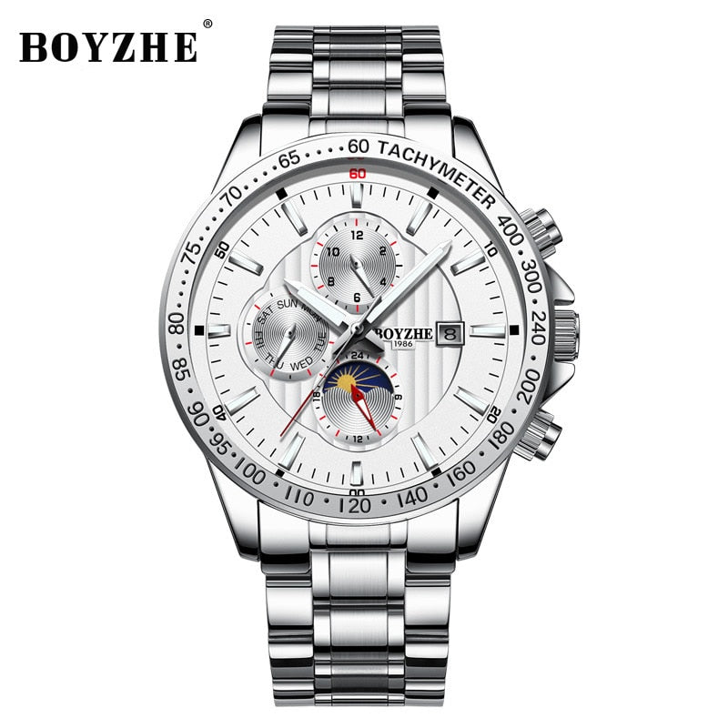 Luxe mannen merk horloges rvs mechanische Automatische business man horloges waterdicht Multifunctionele mens watch