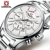Carnival Luxury Brand Men Watches Vintage Automatic Mechanical Watch Calendar clock Military WristWatches leather Strap Relogio