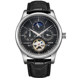 LIGE Brand Men Watches Automatic Mechanical Watch Tourbillon Sport Clock Leather Casual Business Wrist Watch Gold Relojes Hombre