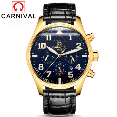 Carnival Sport Automatic Watch Men Waterproof 150M Diver Sapphire Crystal Mens Mechanical Watches Multifunction Male Clock Saat