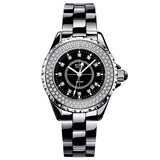 BUREI 18003 Switzerland watch women luxury brand J12 series Austria diamond Ceramic calendar Double black relogio feminino