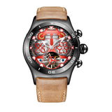 Reef Tiger Mens Sport Watches Waterproof Luxury Rose Gold Skeleton Automatic Watches Tourbillon Leather Strap Watches RGA703