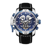 Reef Tiger Aurora Serier RGA3503 Men Sport Military Multifunction Dial Automatic Mechanical Wrist Watch - Leather Watchband