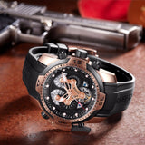 Reef Tiger/RT Mens Sport Watches Rubber Strap Complicated Dial Rose Gold Automatic Military Watches RGA3503
