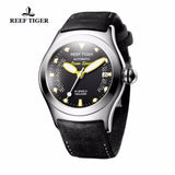 Reef Tiger/RT Sport Watches for Men Steel Big Skeleton Dial Watches Automatic Watches Leather Strap RGA704