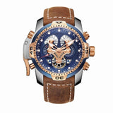Reef Tiger Aurora Serier RGA3503 Men Sport Military Multifunction Dial Automatic Mechanical Wrist Watch - Leather Watchband